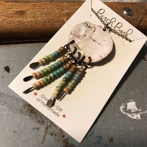 NWT bead & birch bark necklace.